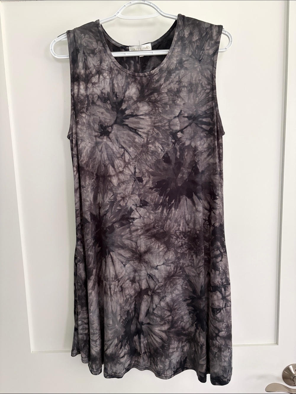 Sleeveless Tie-Dye Swing Tank Dress - Gray